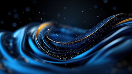 Poster - A blue and gold wave with a lot of glitter. The blue and gold colors give the impression of a luxurious and elegant design. The glitter adds a sense of sparkle and glamour to the image