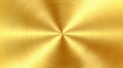 Poster - Polished golden metallic surface reflecting soft light, featuring circular brushed texture representing luxury, precision for technology, jewelry, finance background design
