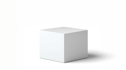 Poster - Minimalist white cube casting geometric shadow against pristine background, emphasizing clean lines and contemporary design aesthetic