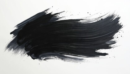 Poster - Abstract black brush strokes oil paints on white paper. Artistic background with bold paint strokes. Creative backdrop. Black strokes on white. Modern art design element. Splatter texture.