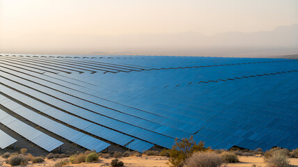 Vast Solar Panel Farm in Desert Landscape