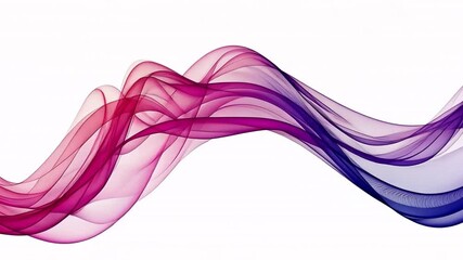 Poster - elegant abstract wave design flowing translucent fabric in pink and purple, creating movement and tr