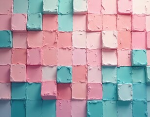 Leinwandbilder - Abstract mosaic background with square elements. Pastel colors create soft texture, ideal for design projects. Gradient squares create 3D effect, perfect for invitations creative artwork. Backdrop