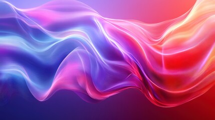 Fototapete - Abstract vibrant wavy flow of blue, pink, and red light.