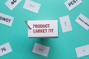 Poster - There is word card with the word Product Market Fit. It is as an eye-catching image.
