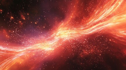 Aufkleber - Fiery cosmic nebula with swirling, glowing energy streams and scattered stars.