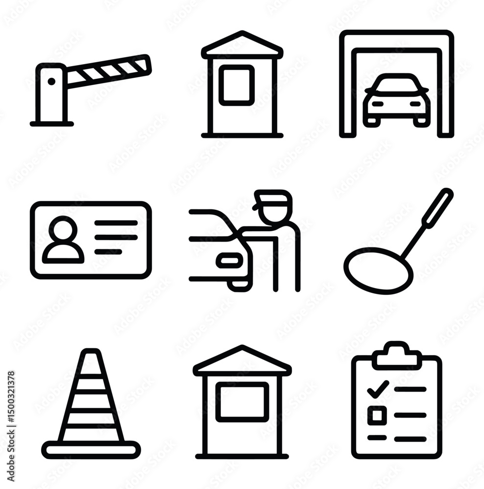 Vector de Stock Vehicle Checkpoint Icons. Outline icon set of vehicle ...