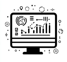 Wall Mural - simple black and white vector icon of website analytics,
