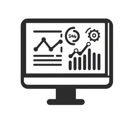 Wall Mural - simple black and white vector icon of website analytics,