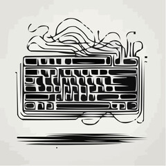 Poster - Abstract illustration of a keyboard with flowing design elements  