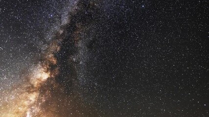 Wall Mural - beautiful night sky time lapse with bright milky way galaxy on dark sky. starry night background.