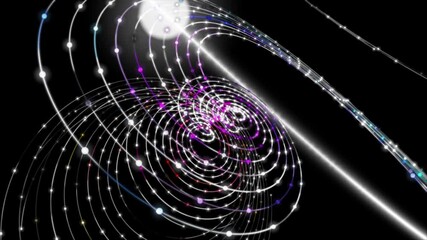 Poster - Futuristic video animation with particle stripe object in slow motion, 4096x2304 loop 4K