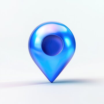 3D iridescent blue location pin
