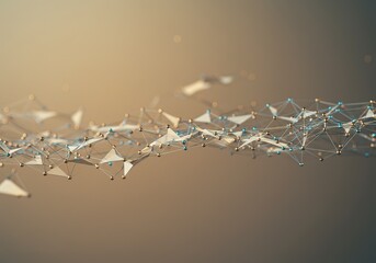 Abstract 3d Network Structure with Geometric Shapes on Brown Gradient Background