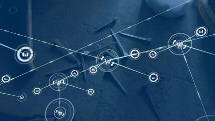Poster - When cart icon appearing triggers lines extending and nodes forming to visualize ecommerce network