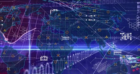 Poster - wireframe North America outline forming extending triggers data nodes linking streaming analytics