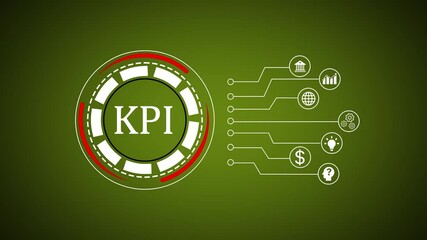 Poster - Key performance indicator for business analysis. Animated key performance indicator kpi indicator on a green background for business analysis and data visualization