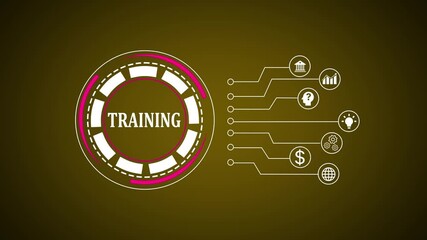 Poster - Rotating training icon for presentations. Animated training graphic with rotating design and the word training against a gradient background.