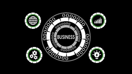 Poster - Global economy through business dashboards. Animated business dashboard with technological interface showcasing global economy growth efficiency and innovation concept