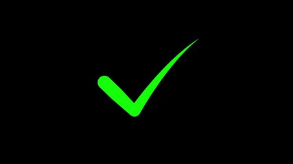 Poster - Approval and validation with green checkmark. Animated green checkmark overlay on a black background demonstrating approval or validation for diverse projects and concepts