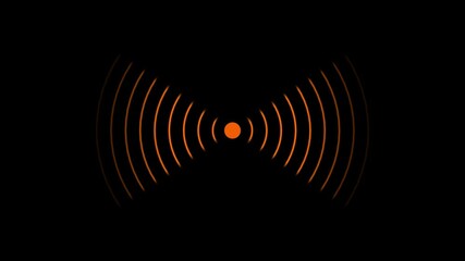 Poster - Radio wave animation for wireless signals. Abstract orange radio wave animation illustrating signal transmission and wireless communication concept against a black background