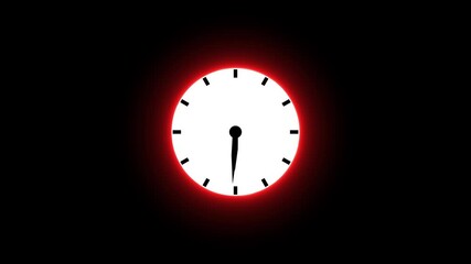 Poster - Clock representing time and punctuality. Animated clock glowing red on black background minimalist conceptual depicting time and punctuality in a digital or abstract format