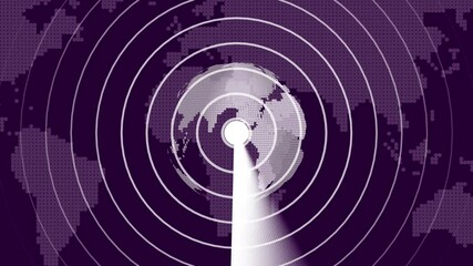 Fototapete - Connectivity visualized through digital radar scan. Abstract digital globe scanning global network connectivity radar detection and data visualization concept illustration