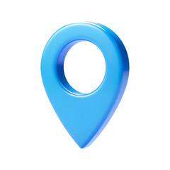 Fototapete - 3d blue location map pin pointer icon isolated on transparent background. Png