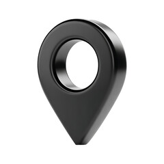 Fototapete - 3d black location map pin pointer icon isolated on transparent background. Png