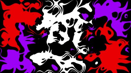 Poster - Organic shapes in fluid art with bold color contrast. Abstract fluid art illustration displaying organic shapes and dynamic color contrast against a black background for creative projects