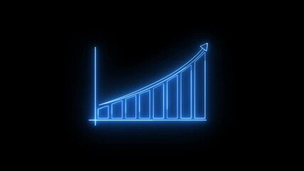 Poster - Business growth graph showing financial success. Ascending financial growth graph animation on a gridded dark background