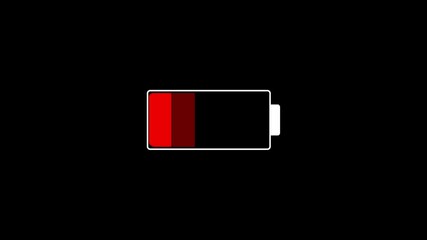 Poster - Low battery icon animation for tech projects. Battery icon animated depicting low power and charge status with a black background perfect for technology projects