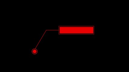 Fototapete - Tech interface with nodes and connected boxes. Animated red graphic interface elements with nodes connecting to rectangular boxes on a black background suitable for technology or data visualization