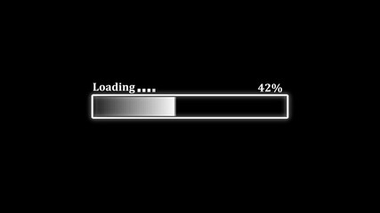 Fototapete - Loading bar with percentage showing digital progress. Animated loading bar with percentage display on a black background illustrating digital process progress