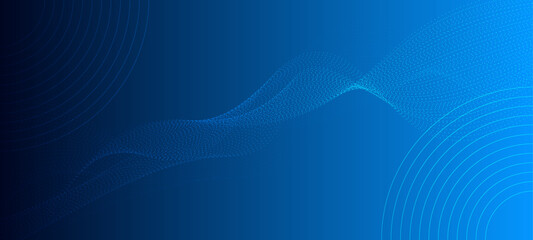 Aufkleber - Abstract blue technology particles wave background. Futuristic modern backdrop design for business, presentation, ads, banner, website, landing page, and wallpaper