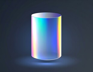 Poster - Holographic Cylinder, Iridescent Prism, Abstract Shape, Modern Design, Geometric, 3D Render, Colorfu