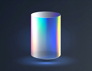Poster - Holographic Cylinder, Iridescent Prism, Abstract Shape, Modern Design, Geometric, 3D Render, Colorfu