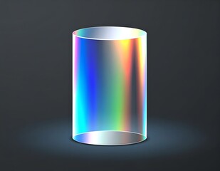Poster - Holographic Cylinder, Iridescent Prism, Abstract Shape, Modern Design, Geometric, 3D Render, Colorfu