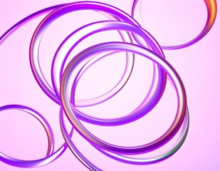 Poster - Abstract Purple Rings 3D Render, Glossy, Circular, Intertwined, Vibrant, Smooth, Iridescent, Modern,