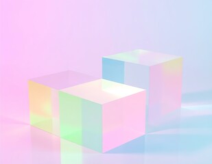 Poster - Three Glass Cubes Pastel Colors Minimalist Product Display