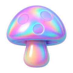Poster - png colorful holographic mushroom illustration.