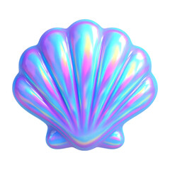 Poster - png vibrant iridescent seashell illustration.