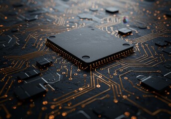 Close Up Of An Electronic Circuit Board Displaying Digital Technology Background