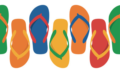 Colorful flip flops seamless pattern border vector illustration.