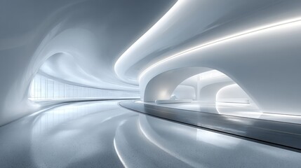 Poster - Futuristic White Architectural Interior Design: A Modern Space