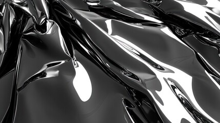 Poster - abstract black reflective material with dynamic folds.
