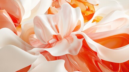 Poster - Abstract design of soft flowing forms in orange and white.