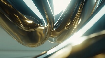 Poster - Abstract view of reflective metallic forms.