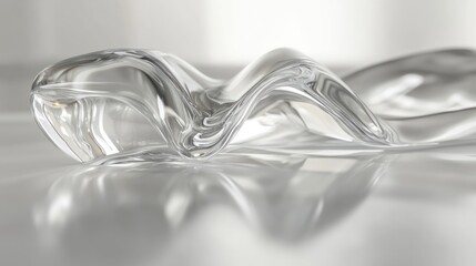 Poster - Abstract transparent sculpted form on a reflective surface.