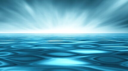 Poster - a vibrant, ethereal, teal ocean scene with sunbeams.